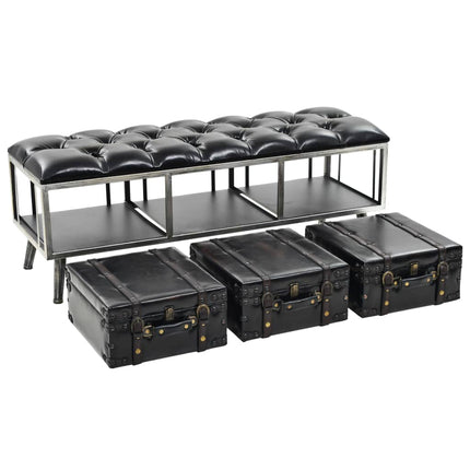Banc De Rangement Mdf Et Cuir Artificiel 120 X 41 X 46,5 Cm