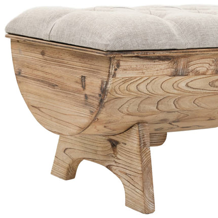 Banc De Rangement Bois Massif Et Tissu 103 X 51 X 44 Cm