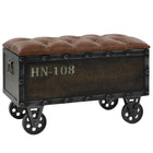 Banc De Rangement Bois Massif Et Similicuir 80,5X41X50 Cm