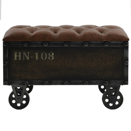 Banc De Rangement Bois Massif Et Similicuir 80,5X41X50 Cm