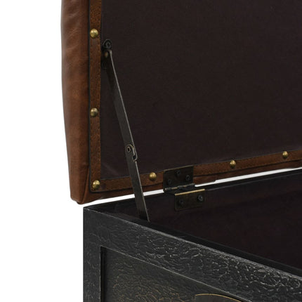 Banc De Rangement Bois Massif Et Similicuir 80,5X41X50 Cm