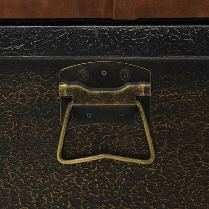 Banc De Rangement Bois Massif Et Similicuir 80,5X41X50 Cm