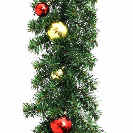 Guirlande De Noël Décorée Avec Boules Et Lumières Led