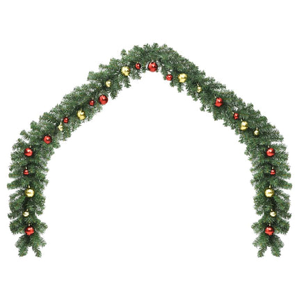 Guirlande De Noël Décorée Avec Boules Et Lumières Led