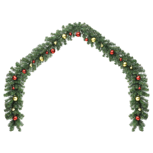 Guirlande De Noël Décorée Avec Boules Et Lumières Led