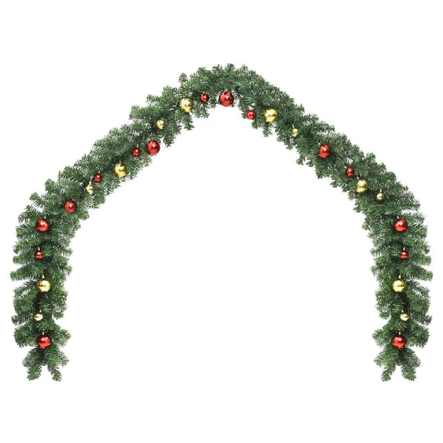 Guirlande De Noël Décorée Avec Boules Et Lumières Led