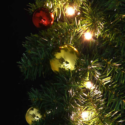 Guirlande De Noël Décorée Avec Boules Et Lumières Led