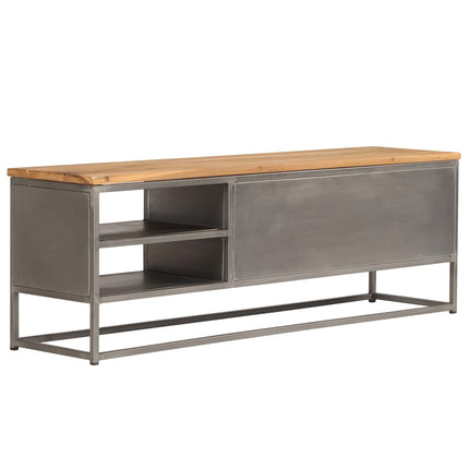 Meuble Tv Teck Recyclé Et Acier 120X30X40 Cm
