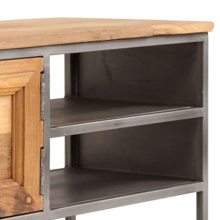 Meuble Tv Teck Recyclé Et Acier 120X30X40 Cm