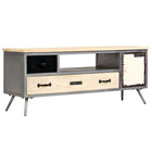 Meuble Tv Bois De Manguier Massif Et Acier 120X30X45 Cm