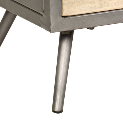 Meuble Tv Bois De Manguier Massif Et Acier 120X30X45 Cm