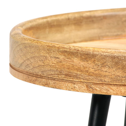 Ensemble De Tables 3 Pcs Bois De Manguier Massif Et Acier