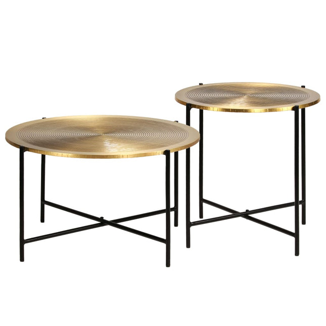 Ensemble De Tables 2 Pcs Mdf Recouvert De Laiton