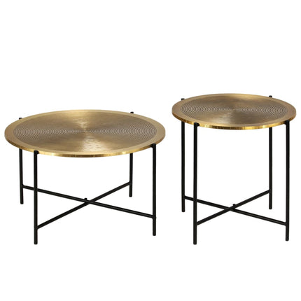 Ensemble De Tables 2 Pcs Mdf Recouvert De Laiton
