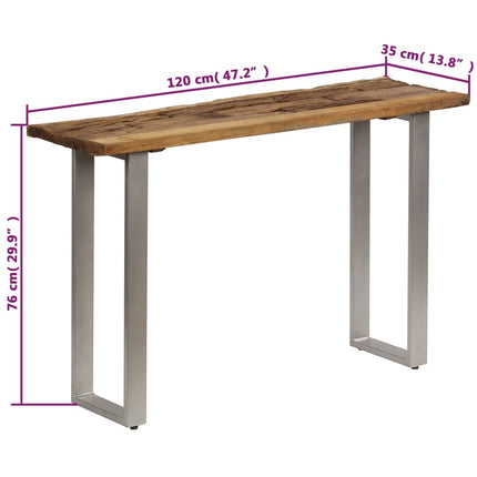 Table Console Bois De Récupération Et Acier 120X35X76 Cm