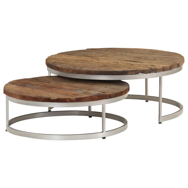 Ensemble De Table Basse 2 Pcs Bois De Récupération Et Acier