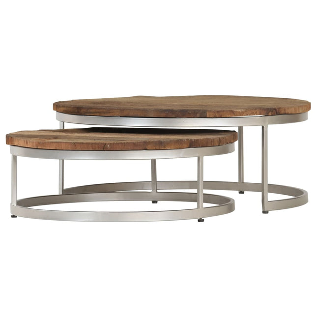 Ensemble De Table Basse 2 Pcs Bois De Récupération Et Acier