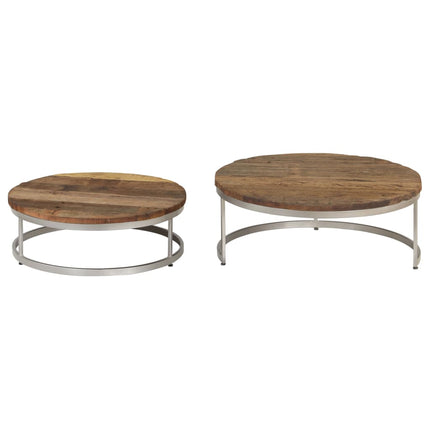 Ensemble De Table Basse 2 Pcs Bois De Récupération Et Acier