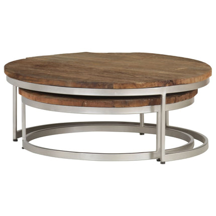 Ensemble De Table Basse 2 Pcs Bois De Récupération Et Acier