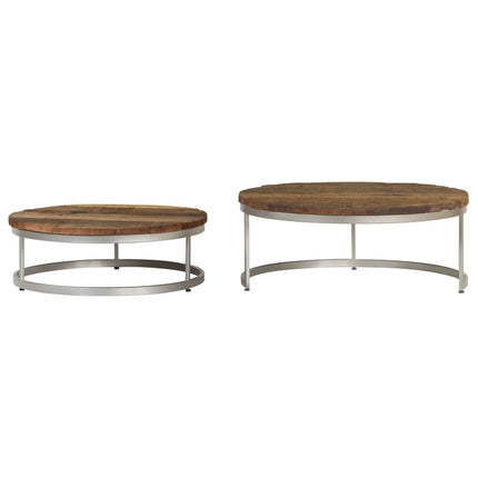 Ensemble De Table Basse 2 Pcs Bois De Récupération Et Acier