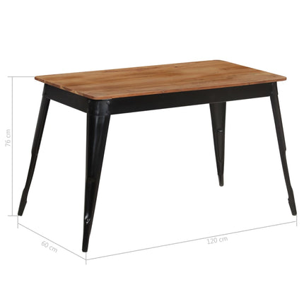 Table À Manger Bois D'acacia Massif Et Acier