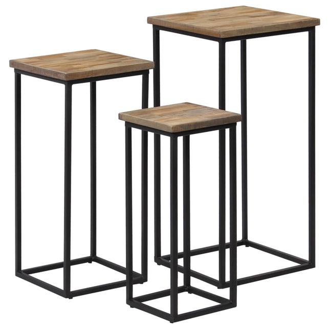 Ensemble De Tables Pour Plante 3 Pcs Teck Recyclé