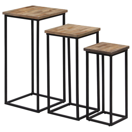 Ensemble De Tables Pour Plante 3 Pcs Teck Recyclé