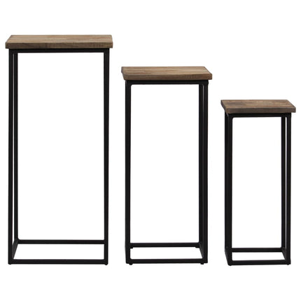Ensemble De Tables Pour Plante 3 Pcs Teck Recyclé
