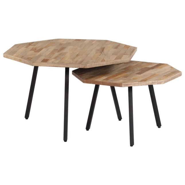 Ensemble De Table Basse 2 Pcs Hexagonal Teck Recyclé