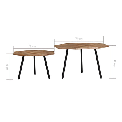 Ensemble De Table Basse 2 Pcs Hexagonal Teck Recyclé