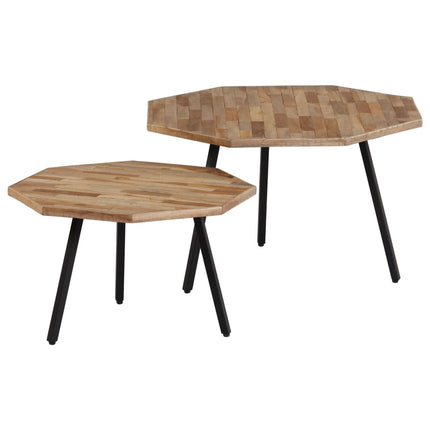 Ensemble De Table Basse 2 Pcs Hexagonal Teck Recyclé