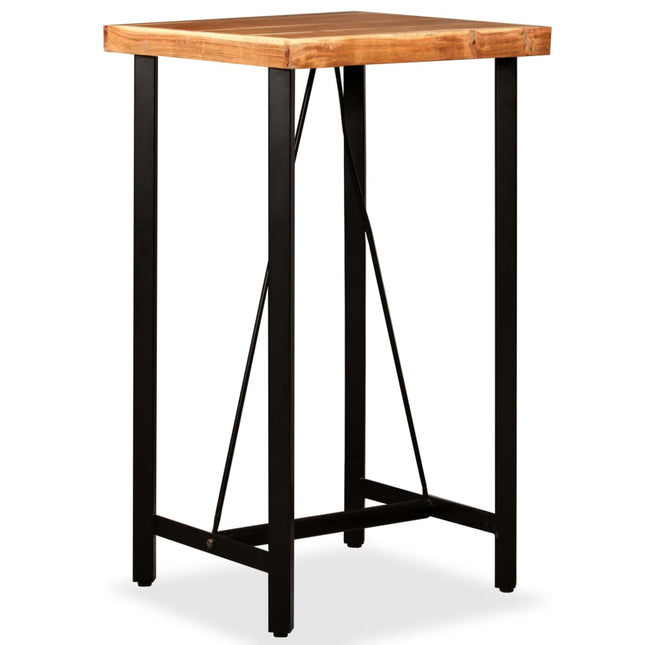 Ensemble De Bar 3 Pcs Bois D'acacia Massif Et Cuir Véritable