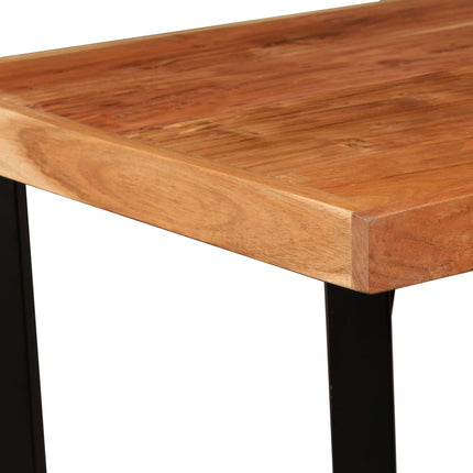 Ensemble De Bar 3 Pcs Bois D'acacia Massif Et Cuir Véritable