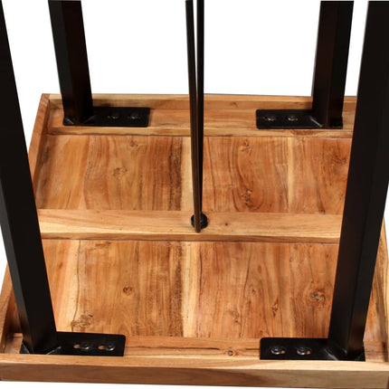 Ensemble De Bar 3 Pcs Bois D'acacia Massif Et Cuir Véritable