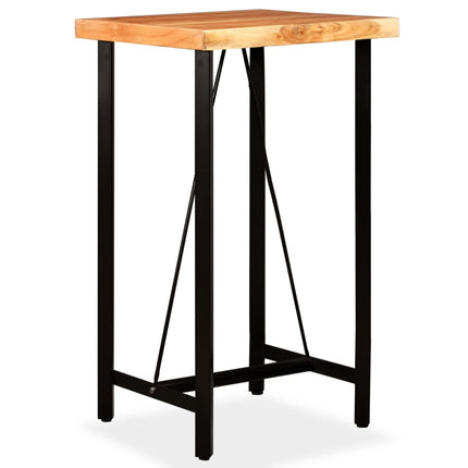 Ensemble De Bar 3 Pcs Bois D'acacia Massif Et Cuir Véritable