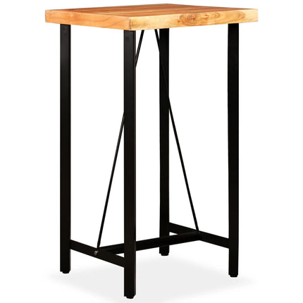Ensemble De Bar 3 Pcs Bois D'acacia Cuir Véritable Et Toile