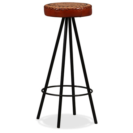 Ensemble De Bar 3 Pcs Bois D'acacia Cuir Véritable Et Toile