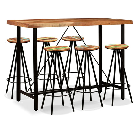 Ensemble De Bar 3 Pcs Bois D'acacia Massif Et De Récupération