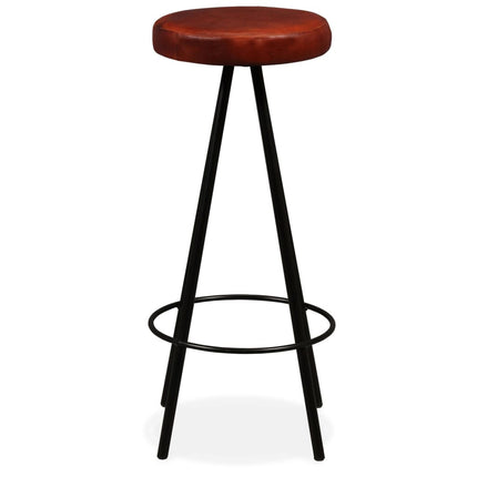 Ensemble De Bar 3 Pcs Bois Massif Recyclé Et Cuir Véritable