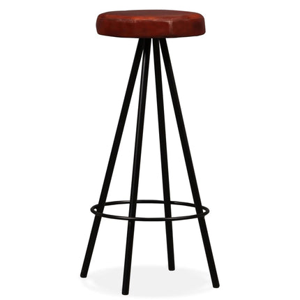 Ensemble De Bar 3 Pcs Bois Massif Recyclé Et Cuir Véritable