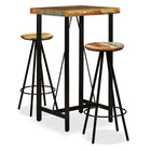 Ensemble De Bar 3 Pcs Bois De Récupération Massif