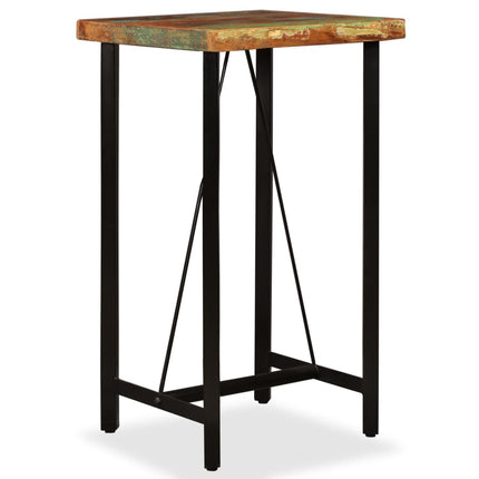 Ensemble De Bar 3 Pcs Bois De Récupération Cuir Véritable Et Toile