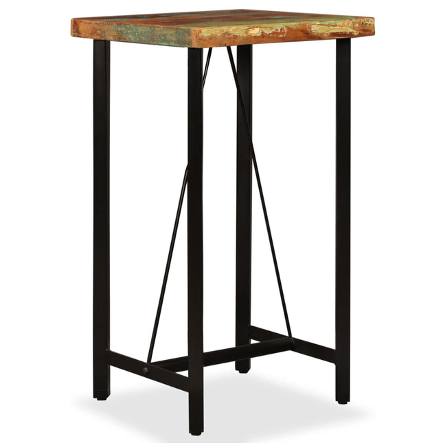 Ensemble De Bar 3 Pcs Bois De Récupération Cuir Véritable Et Toile