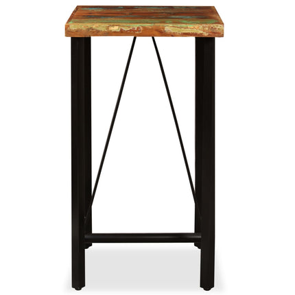 Ensemble De Bar 3 Pcs Bois De Récupération Cuir Véritable Et Toile