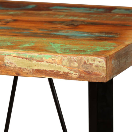 Ensemble De Bar 3 Pcs Bois De Récupération Cuir Véritable Et Toile