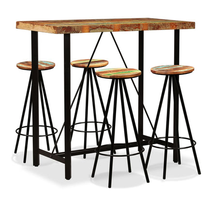 Ensemble De Bar 3 Pcs Bois De Récupération Massif