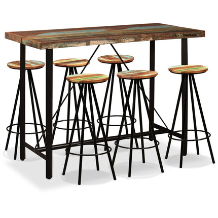 Ensemble De Bar 3 Pcs Bois De Récupération Massif