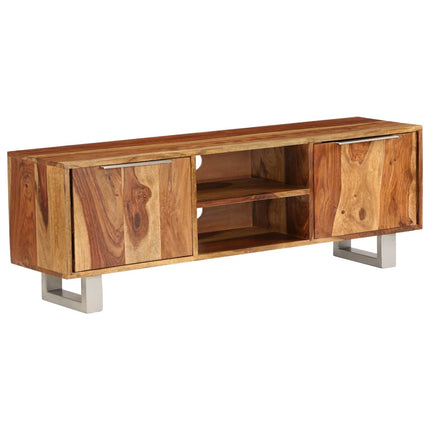 Meuble Tv Bois De Sesham Massif Avec Finition Miel 118X30X40 Cm