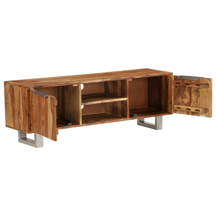 Meuble Tv Bois De Sesham Massif Avec Finition Miel 118X30X40 Cm