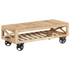 Table Basse Avec Roues Bois De Manguier Massif 110X50X37 Cm